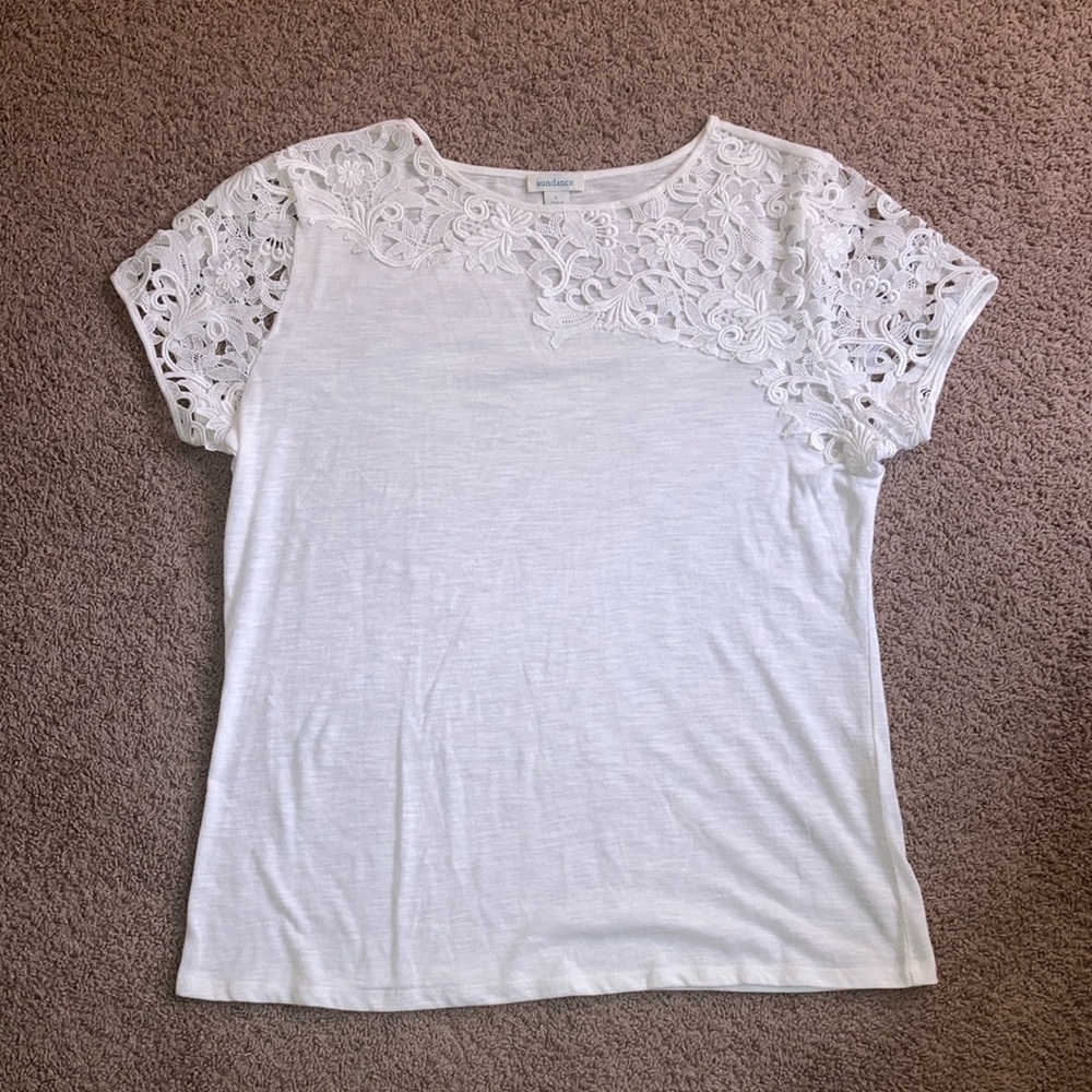 Sundance Ivory Lace Short Sleeve Tee